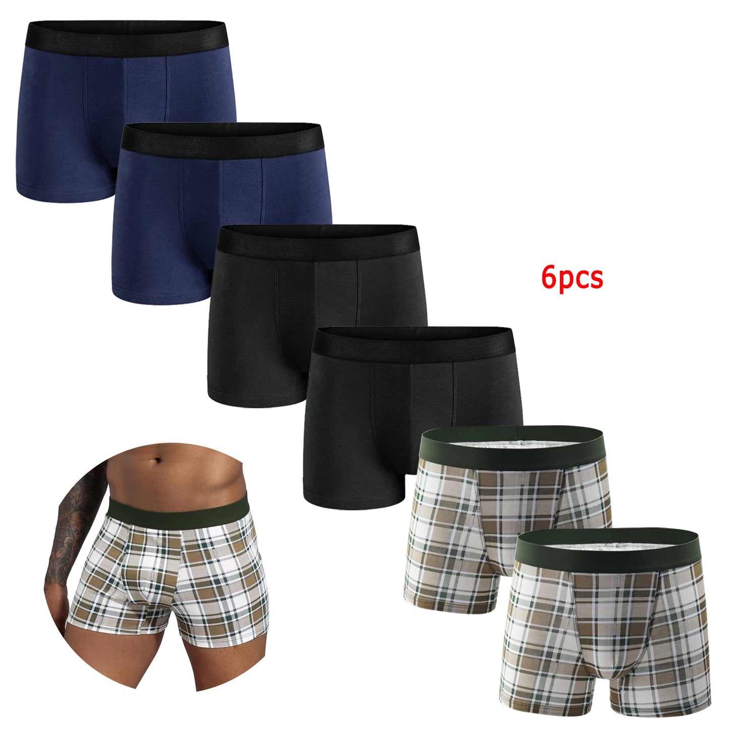 6-pack herr-boxershorts i bomull